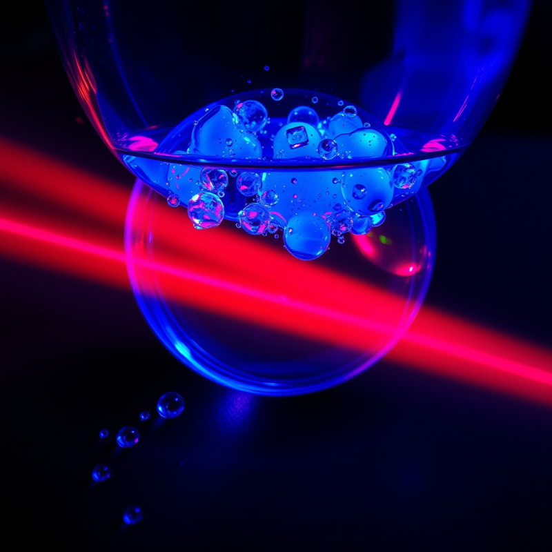 Macro Shot of Fractured Neon-blue Liquid Mercury Beads Su...