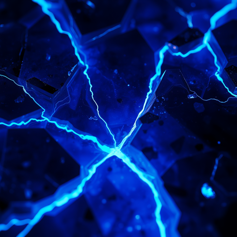 Macro Shot of Fractured Obsidian Glass Under Uv Light