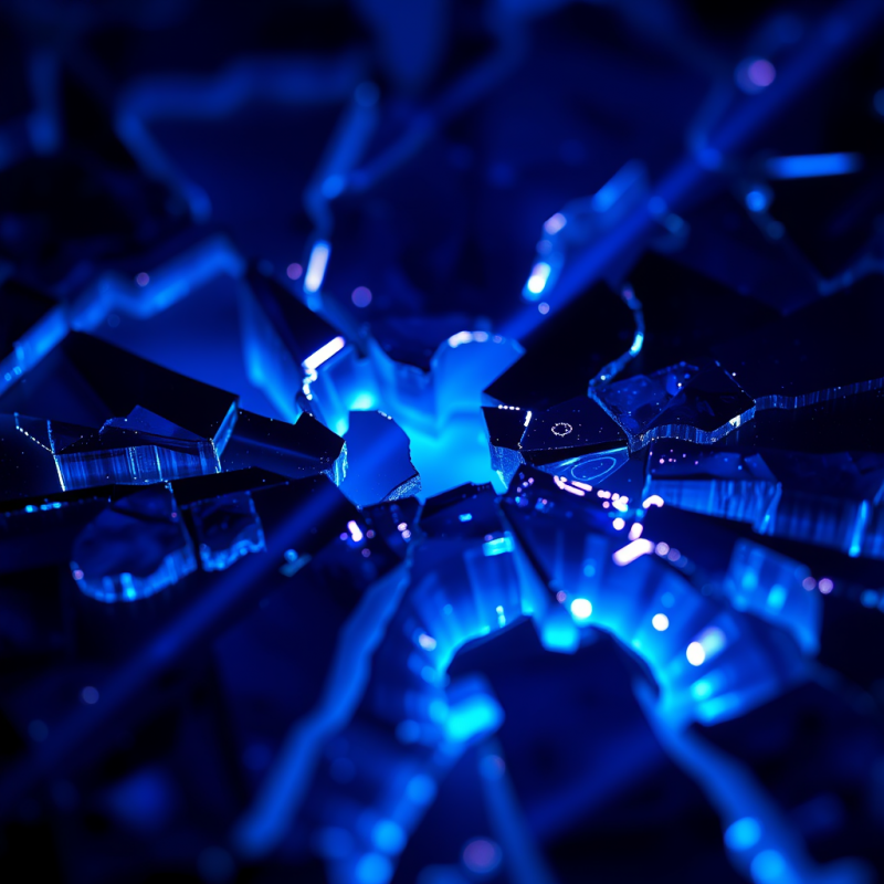 Macro Shot of Fractured Obsidian Glass Under Uv Light