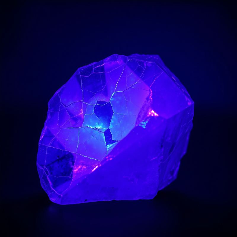Macro Shot of Fractured Quartz Crystal Under Uv Light