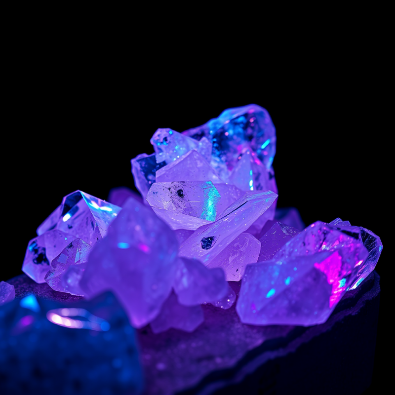 Macro Shot of Fractured Quartz Crystals Under Ultraviol...