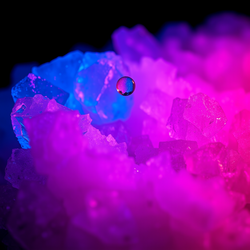 Macro Shot of Fractured Sodium Chloride Crystals Under Uv...