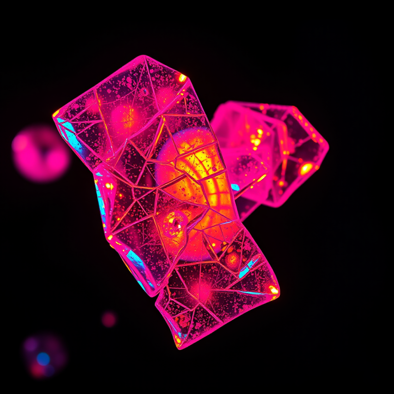 Macro Shot of Fractured Stained Glass Shards Suspended ...