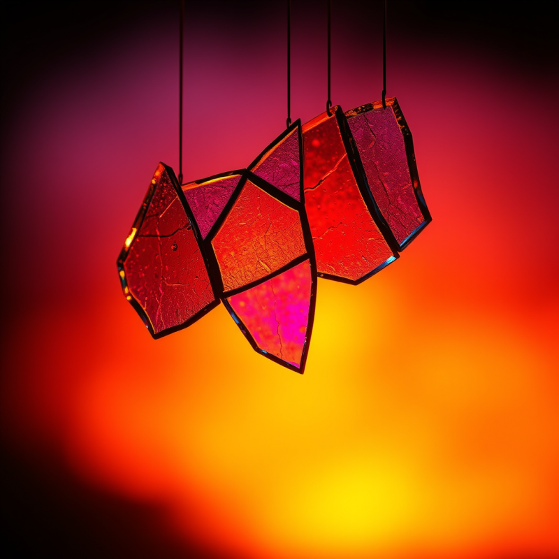 Macro Shot of Fractured Stained Glass Shards Suspended ...