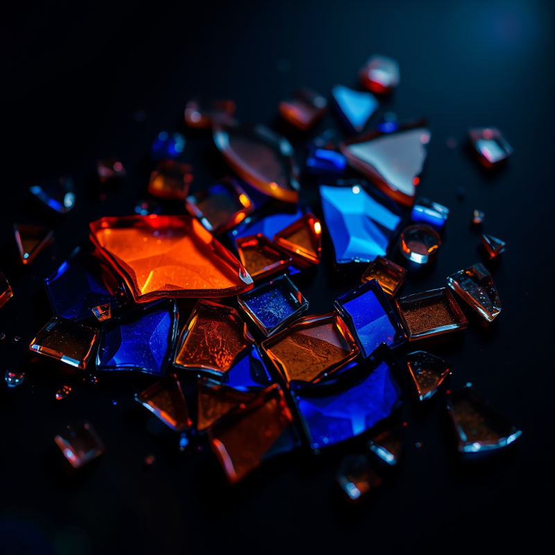 Macro Shot of Fractured Stained-glass Window Fragments ...