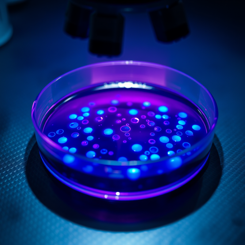 Macro Shot of Glowing Blue and Violet Bioluminescent Ba...