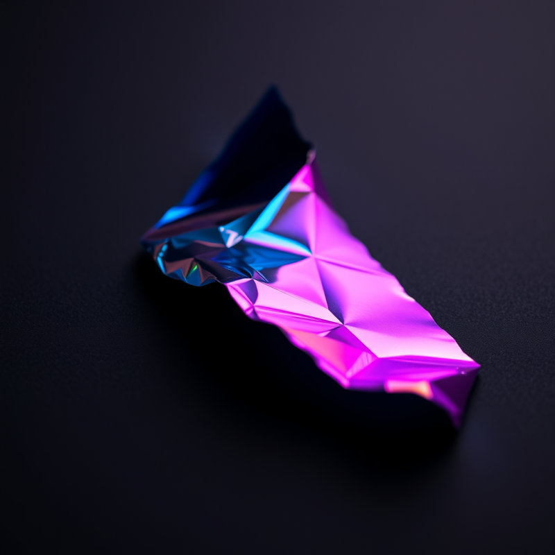 Macro Shot of Iridescent Holographic Foil Peeled Back F...