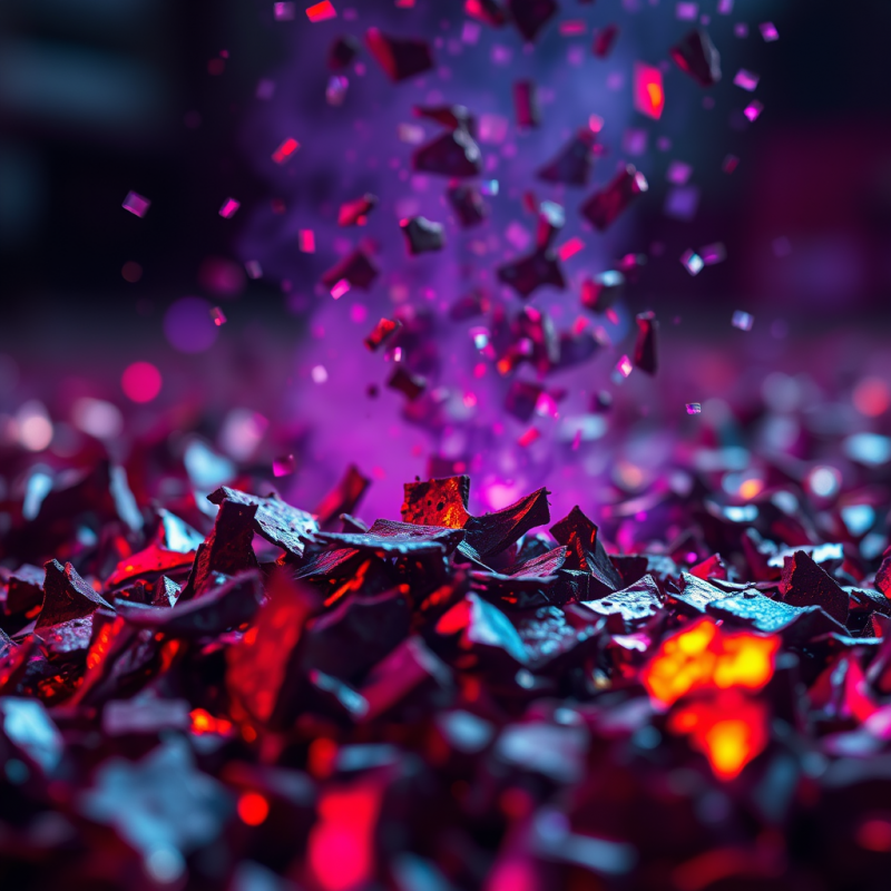 Macro Shot of Iridescent Oil-slicked Metal Shavings Sus...