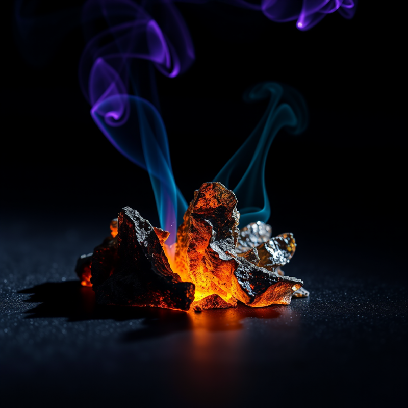 Macro Shot of Molten Brass Cooling Into Jagged Crystall...