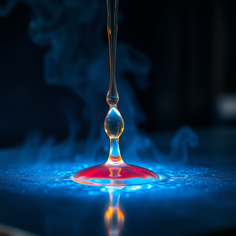 Macro Shot of Molten Copper Dripping Onto a Chilled Steel...