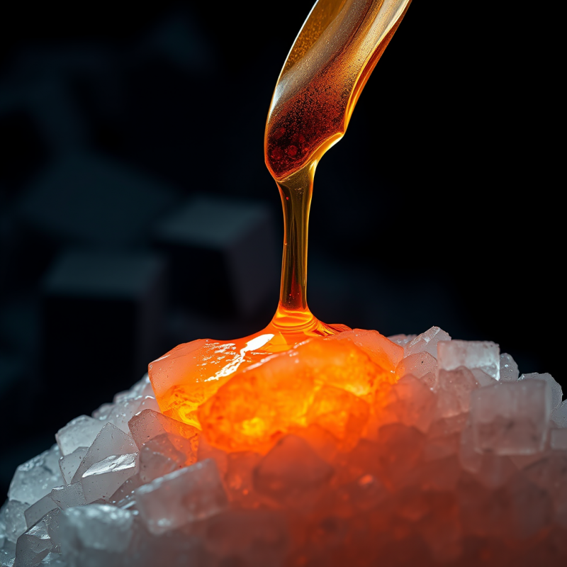 Macro Shot of Molten Copper Dripping Onto Chilled Quartz