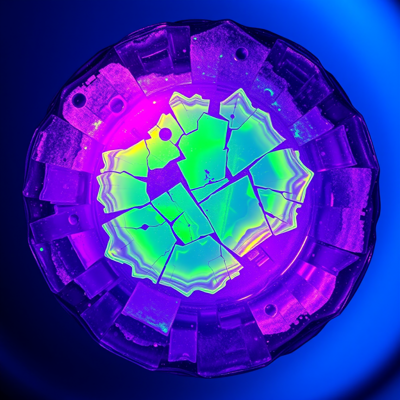 Macro Shot of Molten Uranium Glass Cooling in Zero Gravity