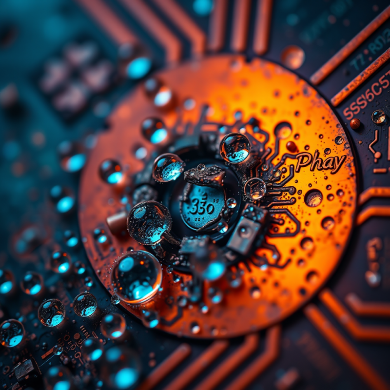 Macro Shot Of Oxidized Copper Circuitry Fused With Crysta...