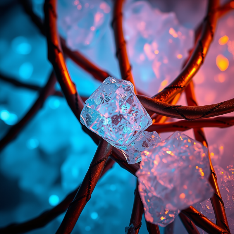 Macro Shot of Oxidized Copper Wiring Entwined with Ice ...