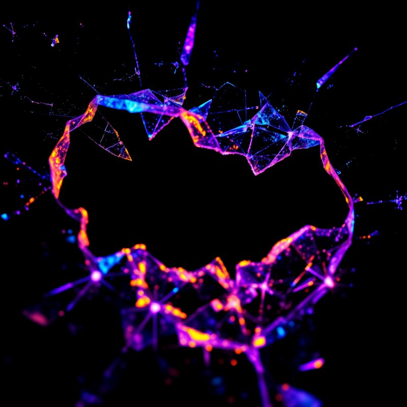 Macro Shot of Shattered Dichroic Glass Under Uv Light