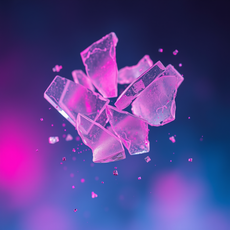 Macro Shot of Shattered Frosted Glass Fragments Caught ...