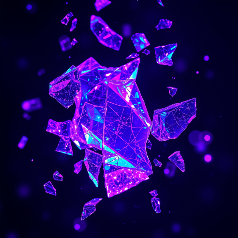 Macro Shot of Shattered Led Glass Fragments Suspended I...