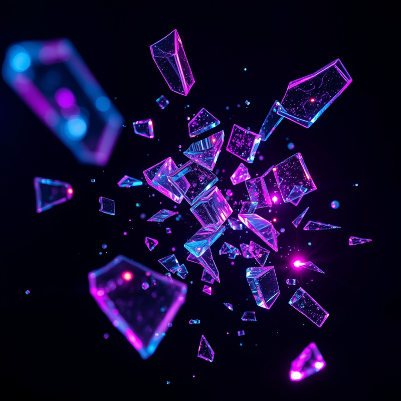 Macro Shot of Shattered Led Screen Fragments Suspended ...