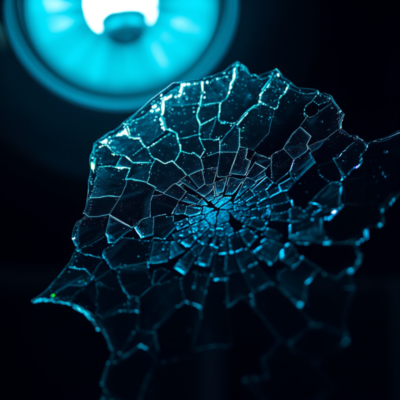 Macro Shot of Shattered Neon-coated Glass Under a Sodiu...