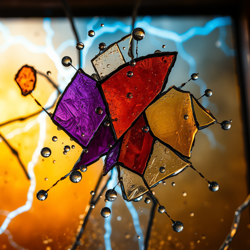 Macro Shot of Shattered Stained-glass Window Fragments ...