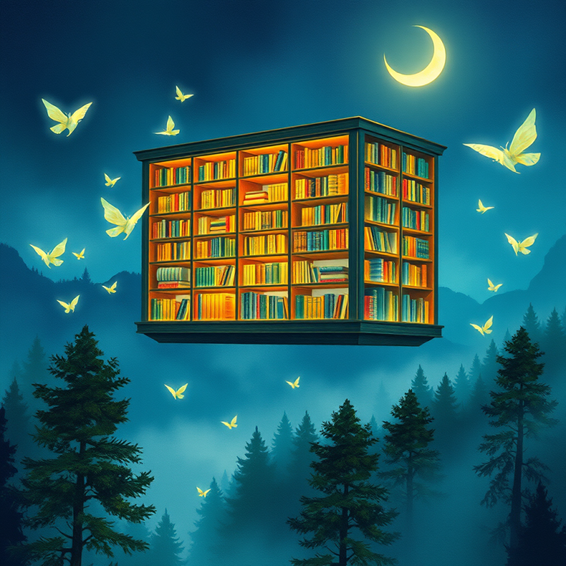 Magical Floating Bookshelf Filled with Books,