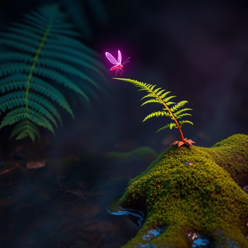 Magical Pink Glowing Butterfly Hovers Near a Vibrant