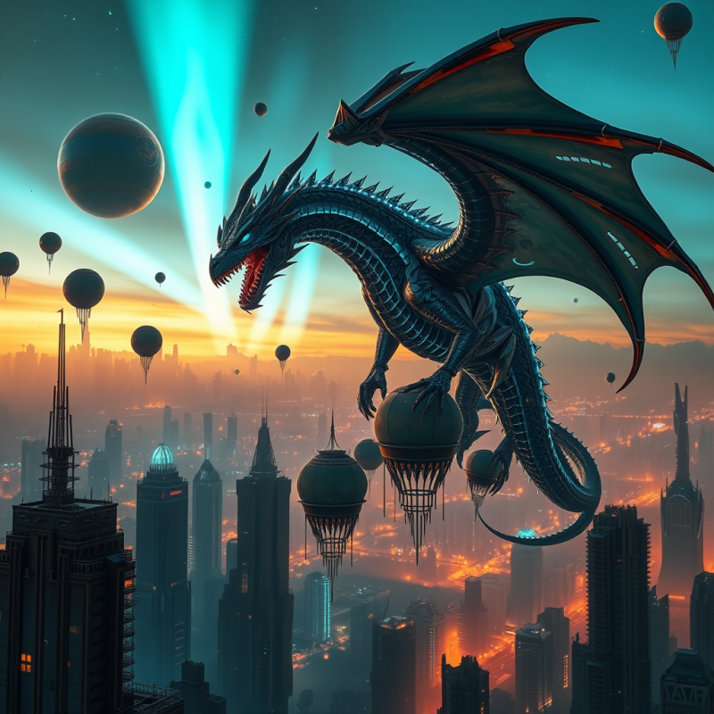 Majestic, Armored Dragon with Glowing Blue Eyes