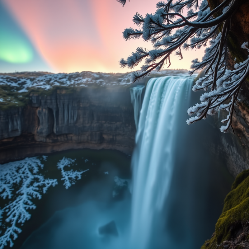 Majestic Waterfall Cascades Into a Misty Pool