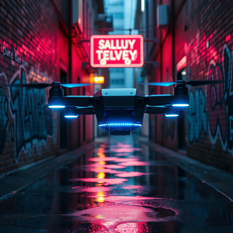 Matte-black Autonomous Delivery Drone Hovering 12 Feet ...