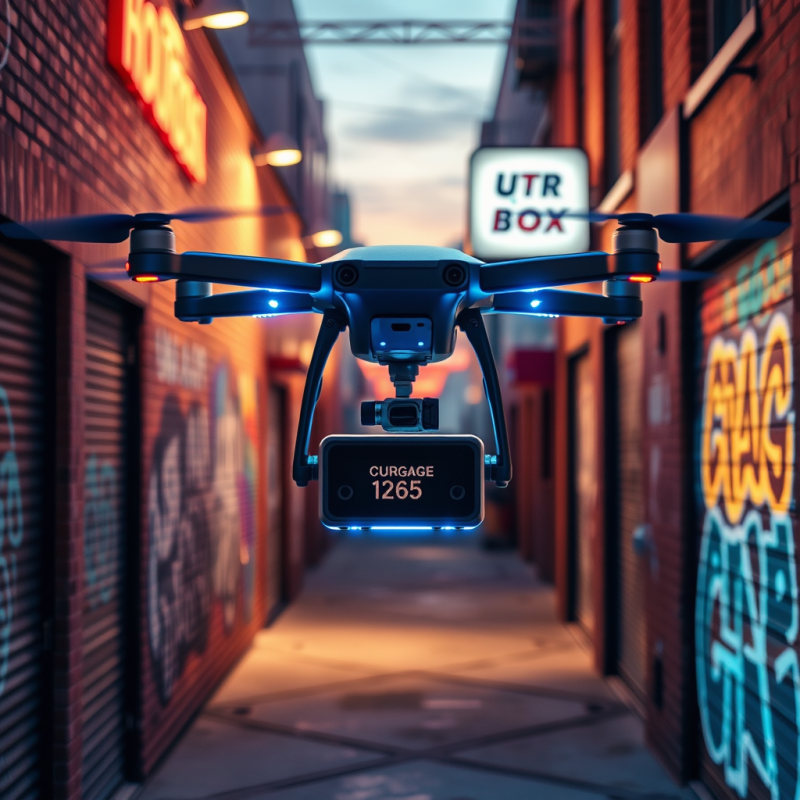 Matte Silver Autonomous Cargo Drone Hovers 12 Feet Abov...