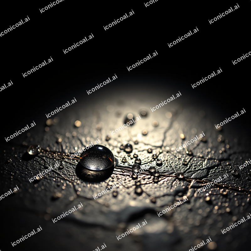 Mercury Droplets Beading On Dark Textured Surface
