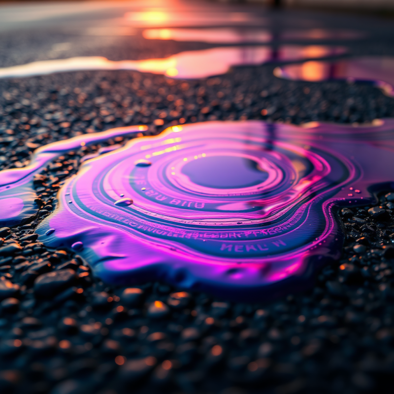 Mesmerizing Close-up of a Neon Purple Oil Slick on