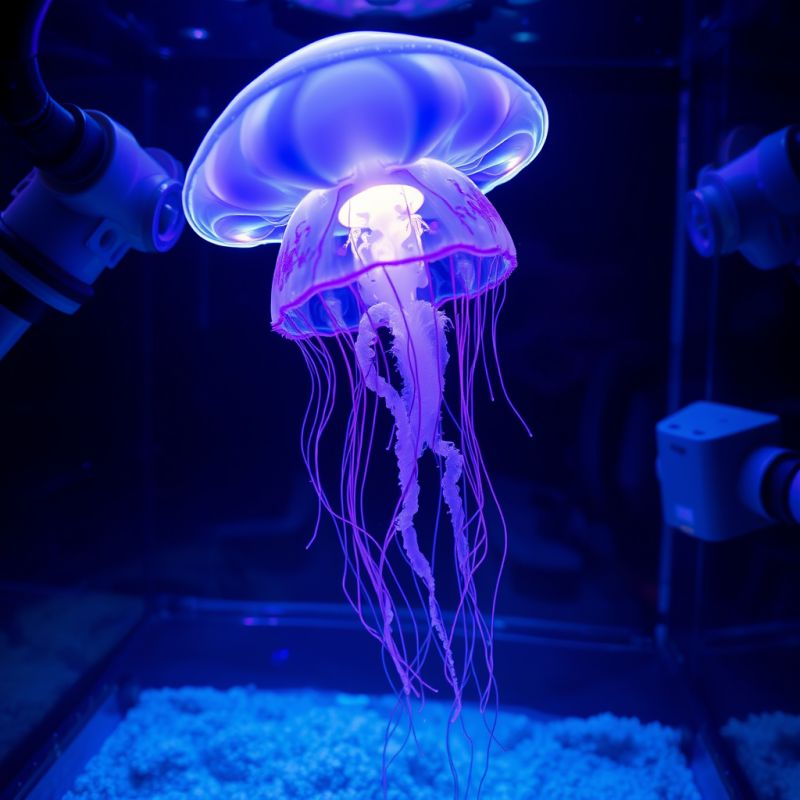 Mesmerizing Purple Jellyfish Glows Under Blue