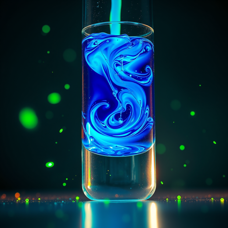 Mesmerizing Swirl of Glowing Blue Liquid Inside a