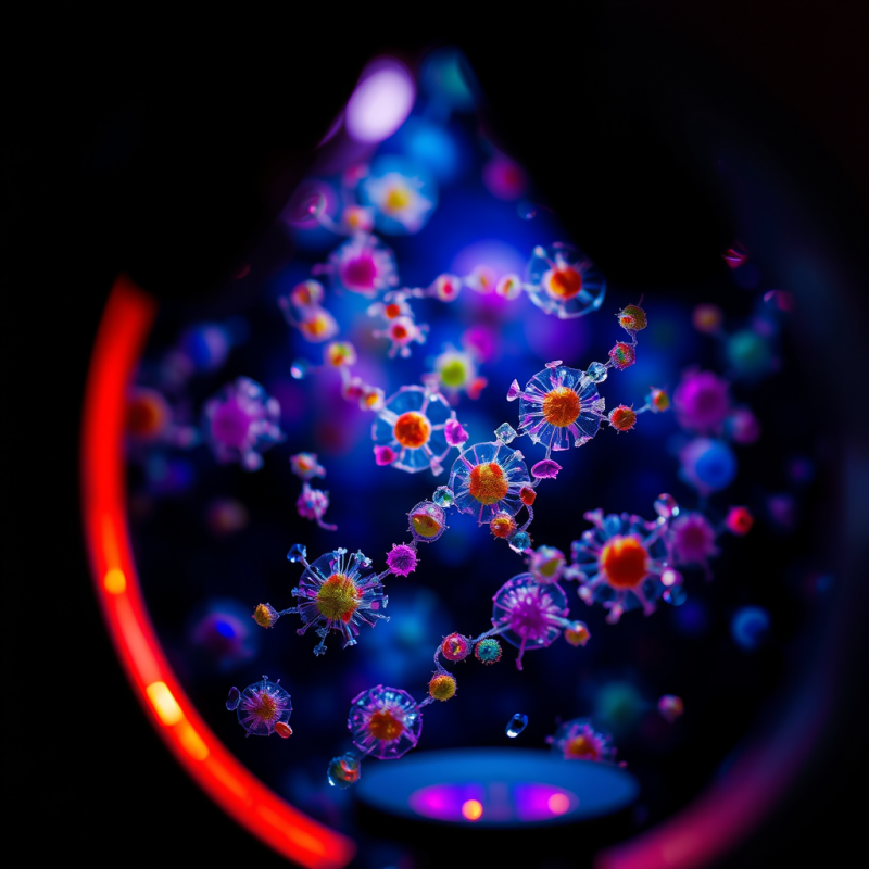 Microscope View of Cells Colorful Biology Science