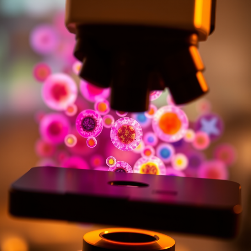 Microscope View of Cells Colorful Biology Science