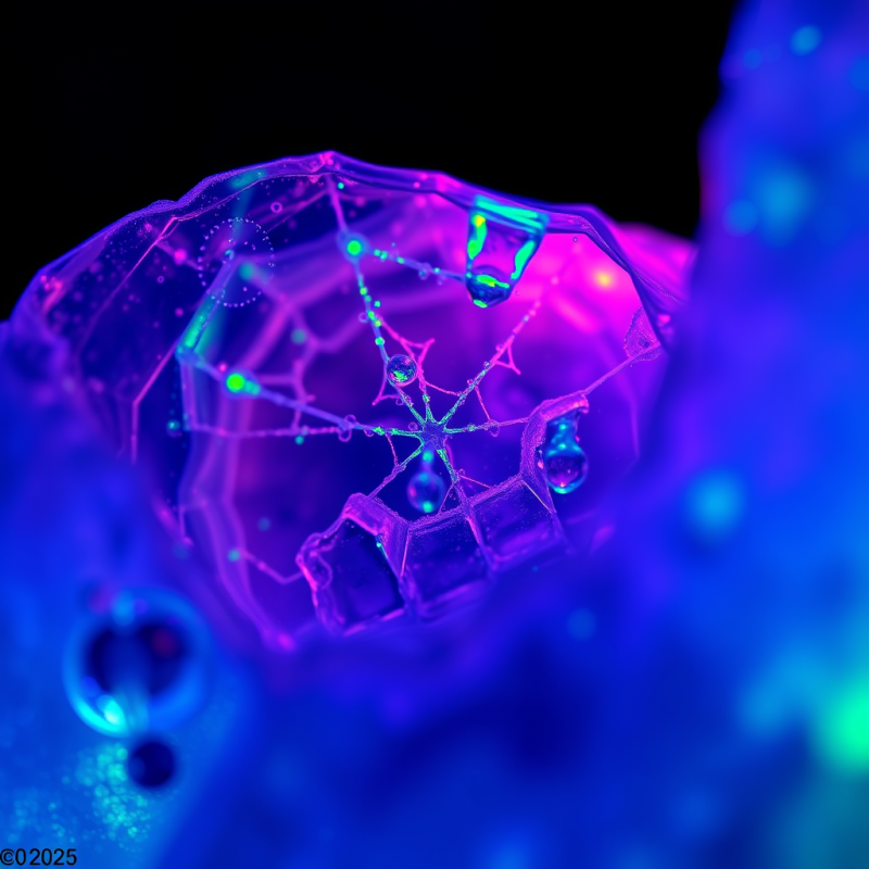 Microscopic Close-up of a Fractured Quartz Crystal Unde...