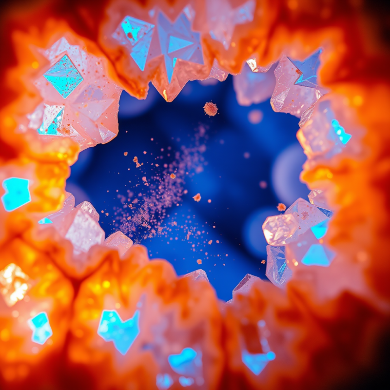 Microscopic Close-up of Fractured Geodes Revealing Crys...