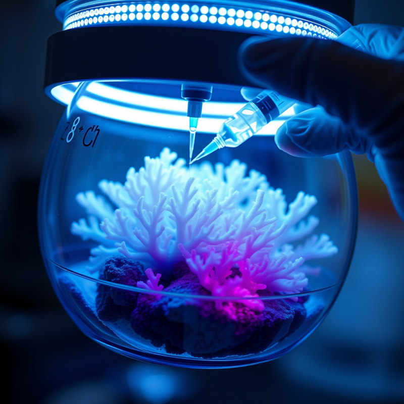 Microscopic View of a Genetically Engineered Coral Reef...