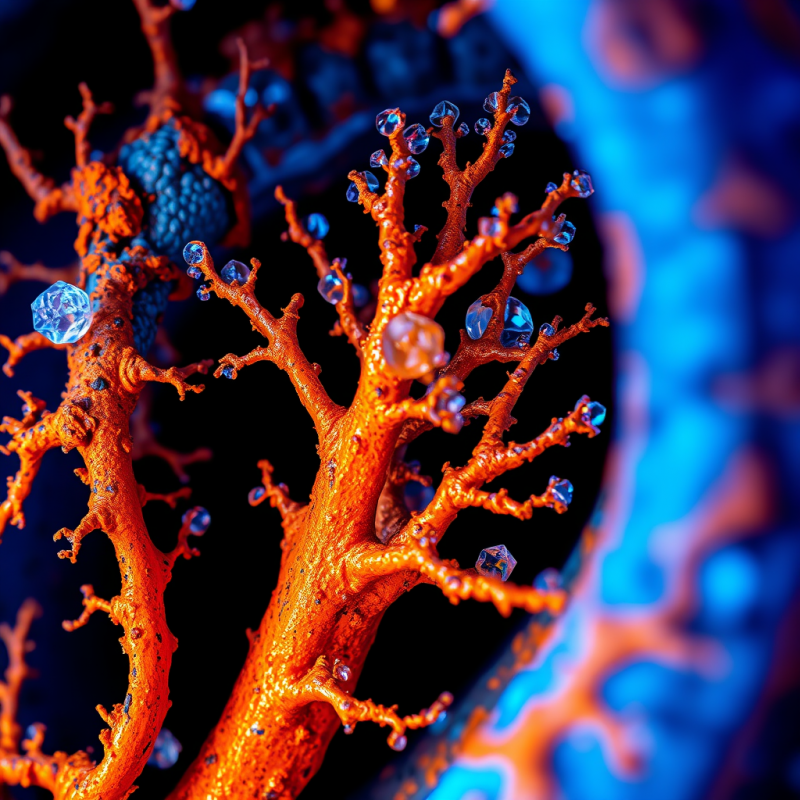 Microscopic View of Corroded Copper Wiring Under Uv Light