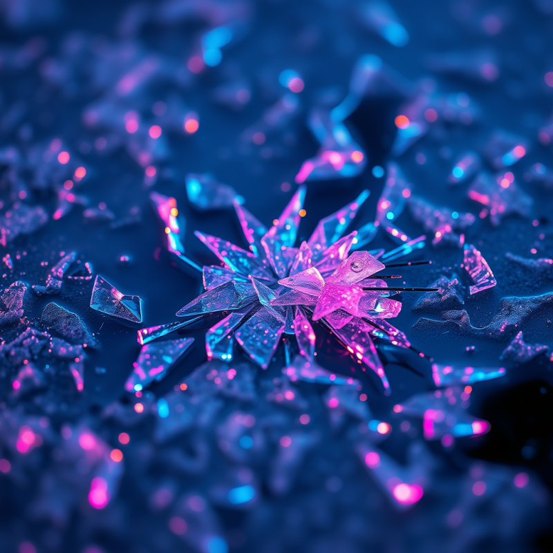 Microscopic View Of Fractured Ice Crystals On A Frozen Pu...