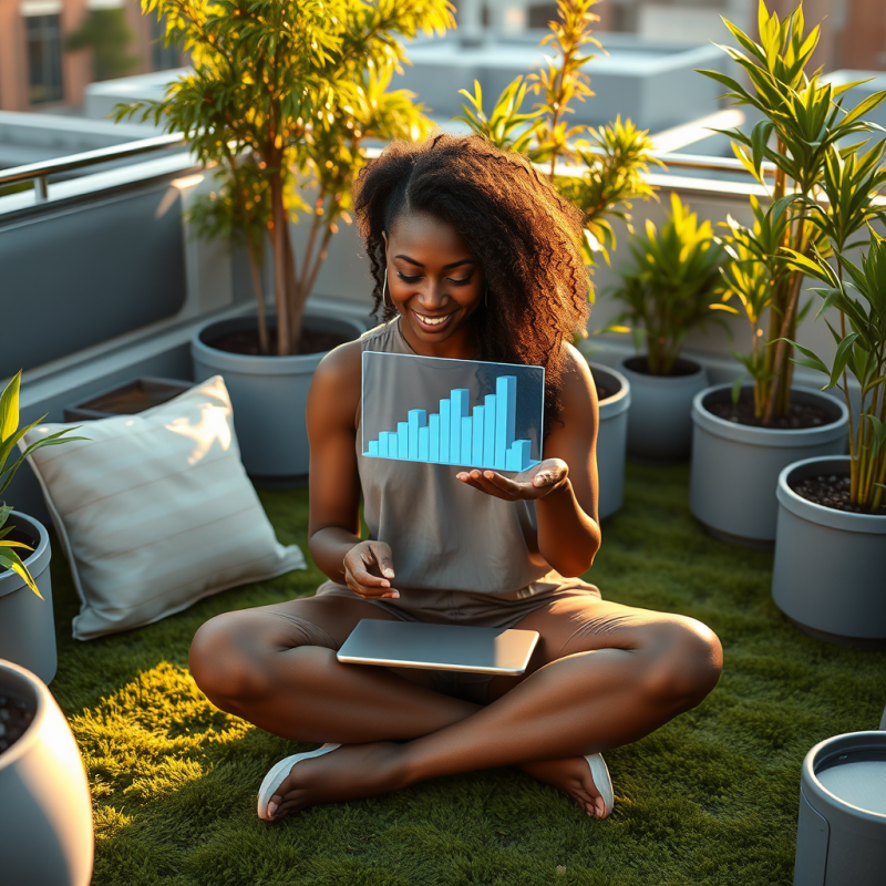 Mid-20s Black Female Entrepreneur Sits Cross-legged on ...