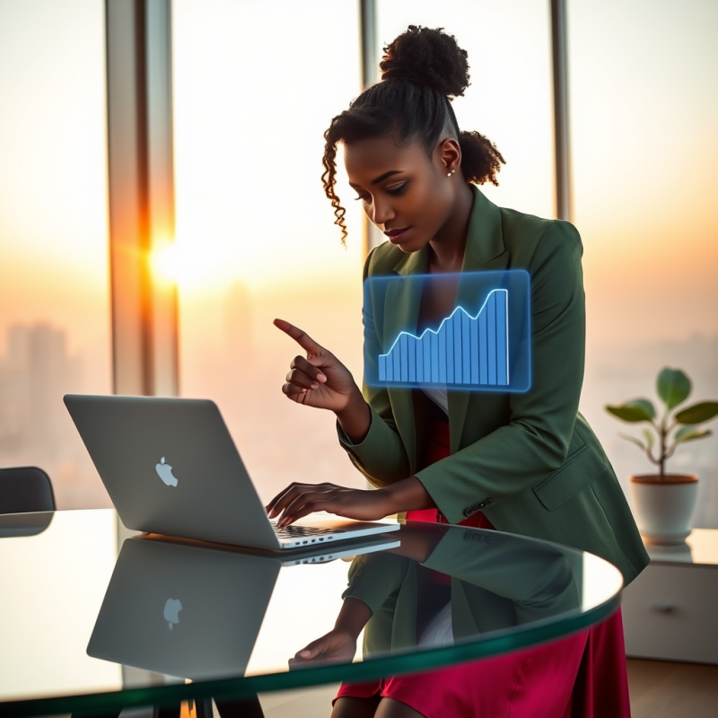 Mid-20s Black Woman in a Tailored Moss-green Blazer And...