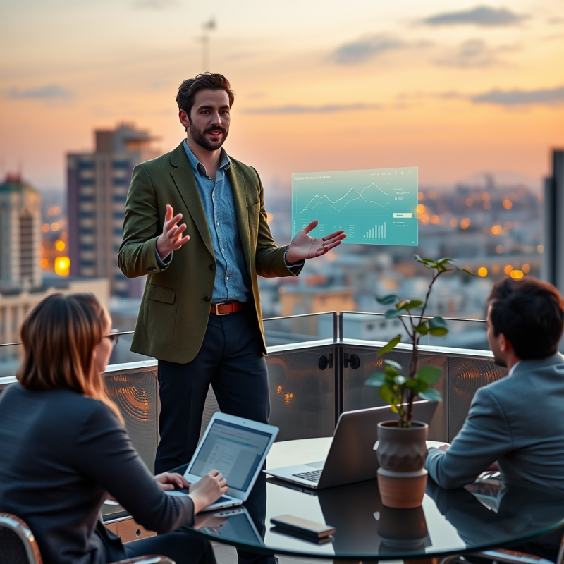 Mid-20s Entrepreneur in a Tailored Olive-green Blazer S...