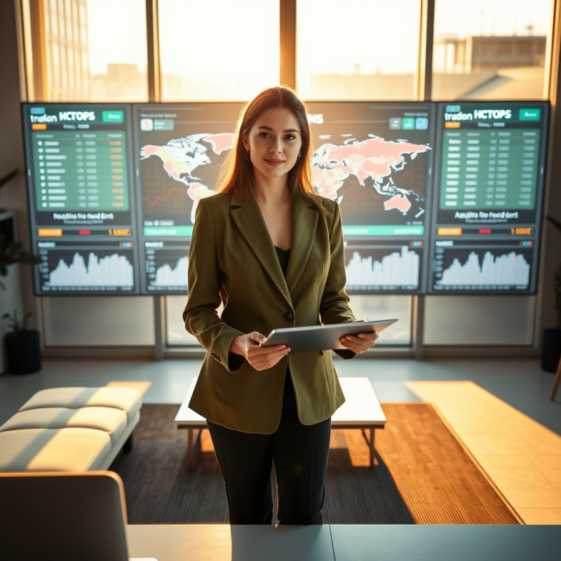 Mid-20s Female Entrepreneur in a Moss-green Blazer Stan...