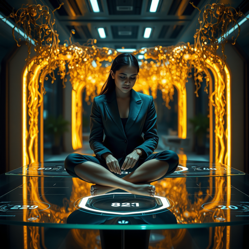 Mid-20s South Asian Woman in a Tailored Charcoal Blazer...