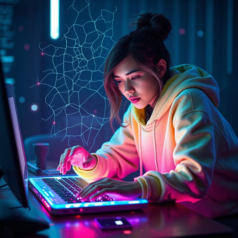 Mid-20s Woman in a Neon-green Hoodie Leans Into a Crack...