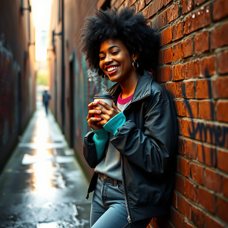 Mid-20s Woman with a Vibrant Afro Wearing Oversized
