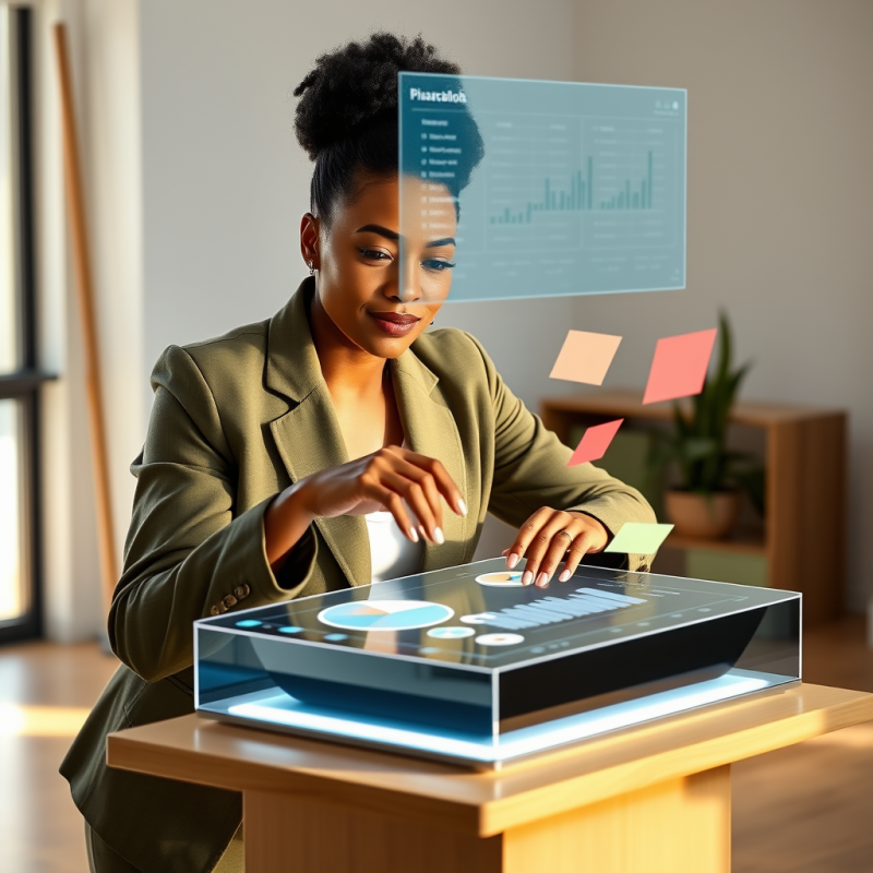 Mid-30s Afro-latina Entrepreneur in a Tailored Olive-gr...