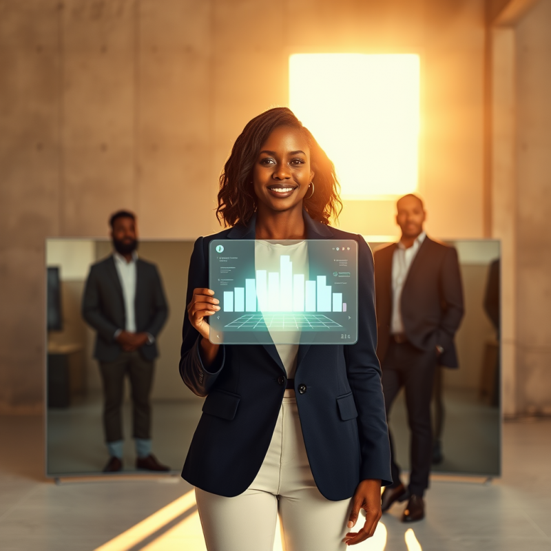 Mid-30s Black Female Entrepreneur in a Tailored Navy Bl...